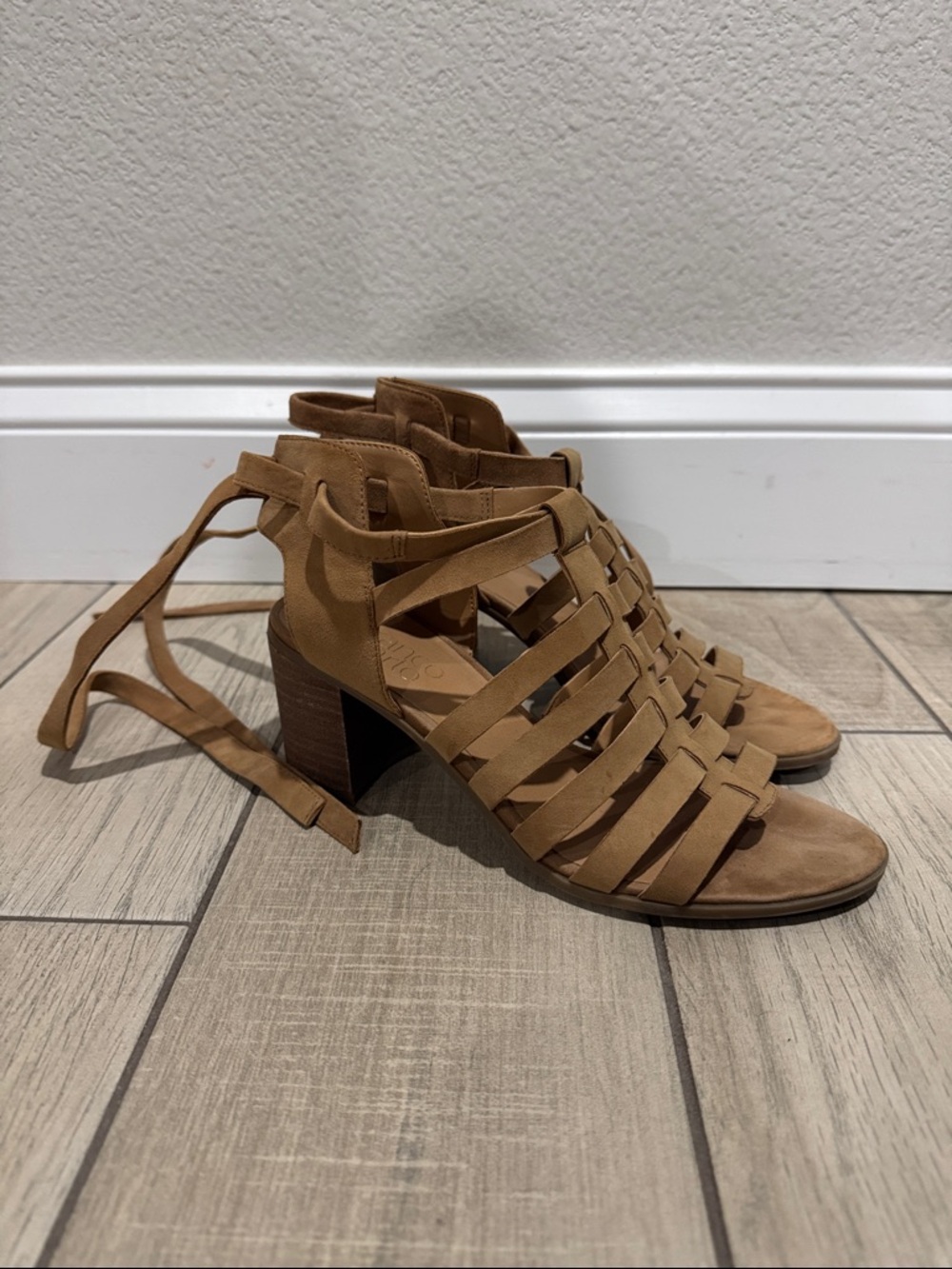 Franco Sarto Harmon Brown Strappy Suede Sandals